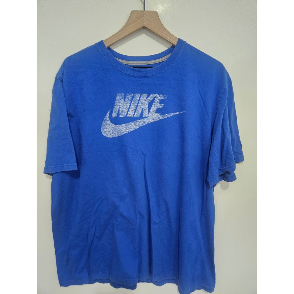 Nike Mens XXL Blue Graphic Tee Distressed Futura Logo Regular Fit T-Shirt